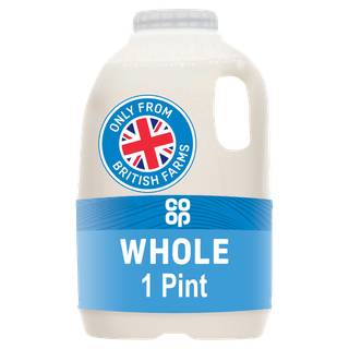 Co-op British Fresh Whole Milk 1 Pint/568ml (Co-op Member Price £0.85 *T&Cs apply)
