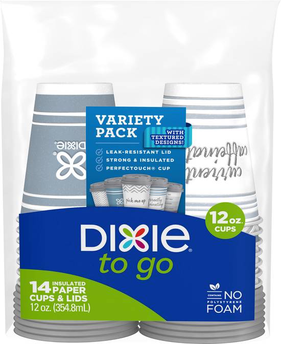 Dixie Insulated Paper Cups & Lids Variety pack (14 ct)