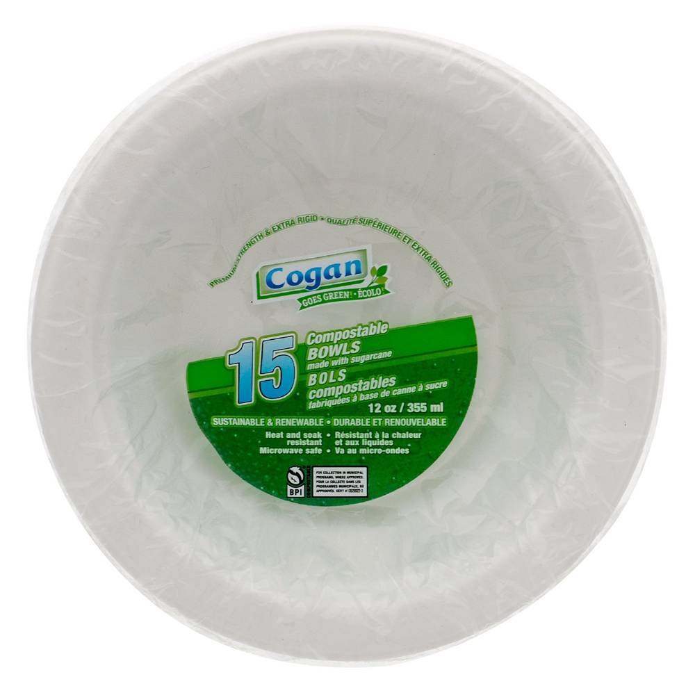 Cogan Round Sugarcane Bowls (15 ct)