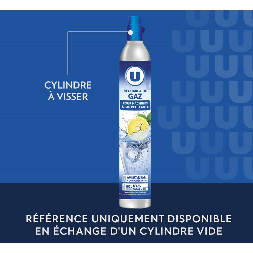 Les Produits U - Cylindre à visser supplémentaire de gaz co2 pour machines à eau pétillante 60l, bleu