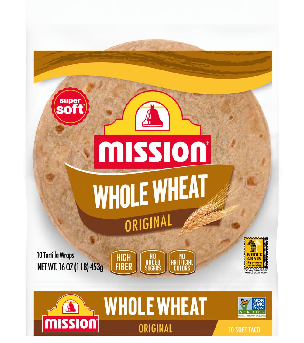 Mission Whole Wheat Original Tortillas Wraps, Original (10 x 10 ct)