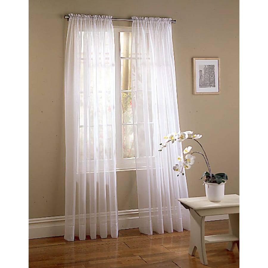 Style Selections 63-in White Sheer Rod Pocket Single Curtain Panel | 21577