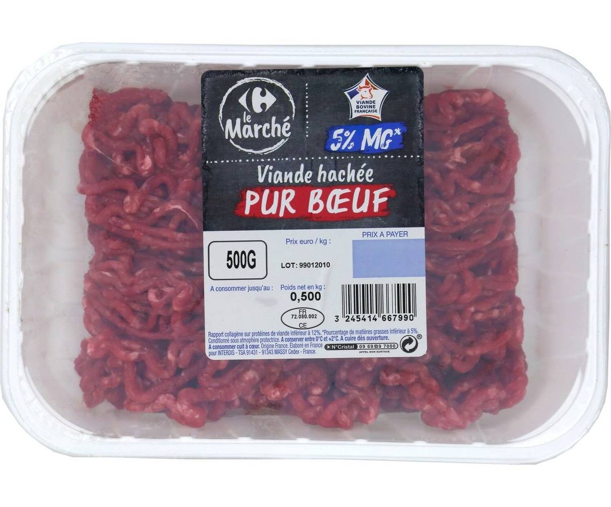 Carrefour Le Marché - Viande hachée pur bœuf (500g)