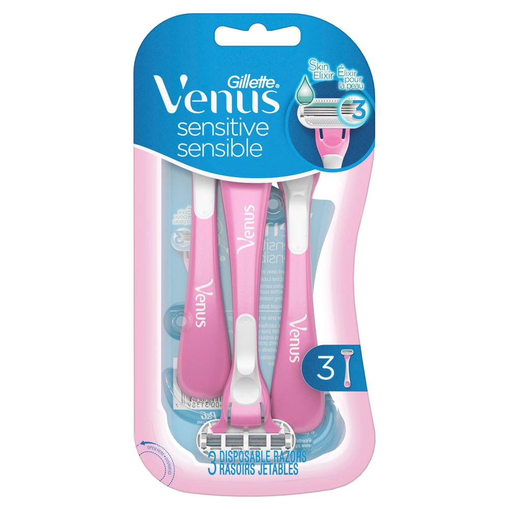 Gillette Venus Sensitive 3-Blade Disposable Razor, 3 Ct