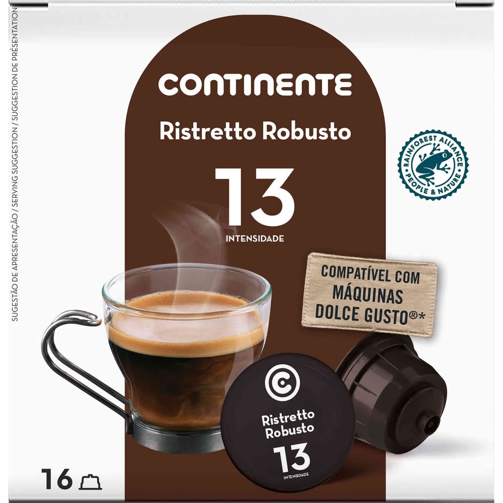 Cápsulas de Café Ristretto Robusto Int 13 Continente (emb. 16 un)