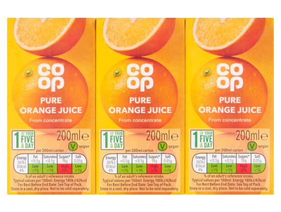 Co-op Pure Orange Juice (3 x 200ml)