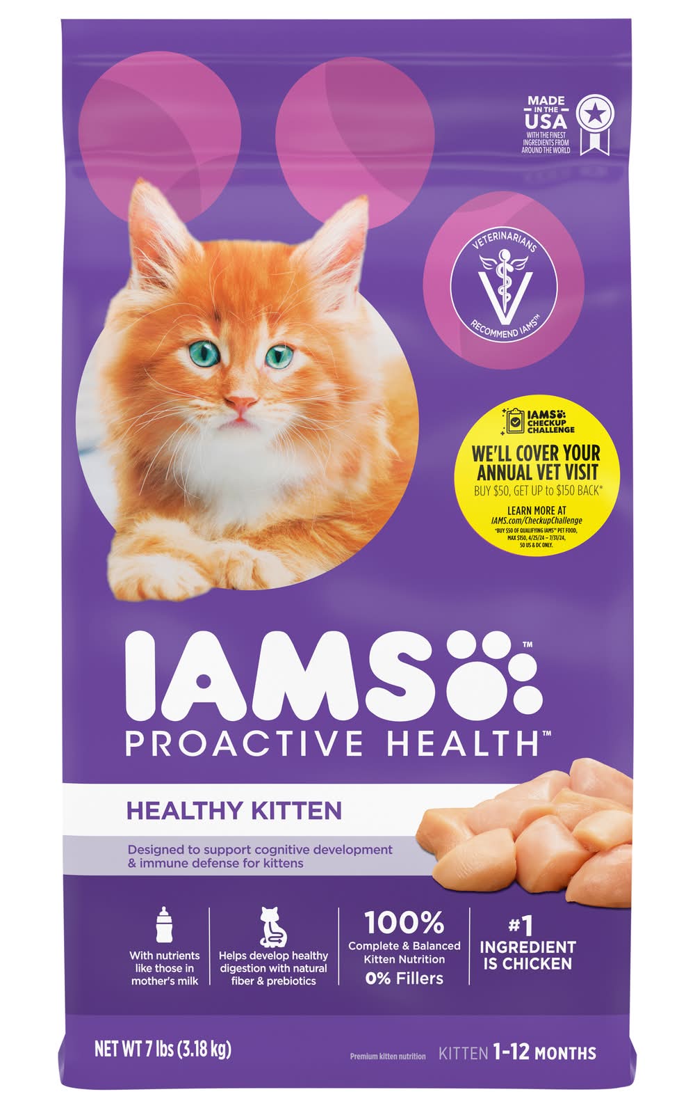 Iams Proactive Health For Kittens Dry Cat Food 1-12 Months, Chicken (7 lbs)