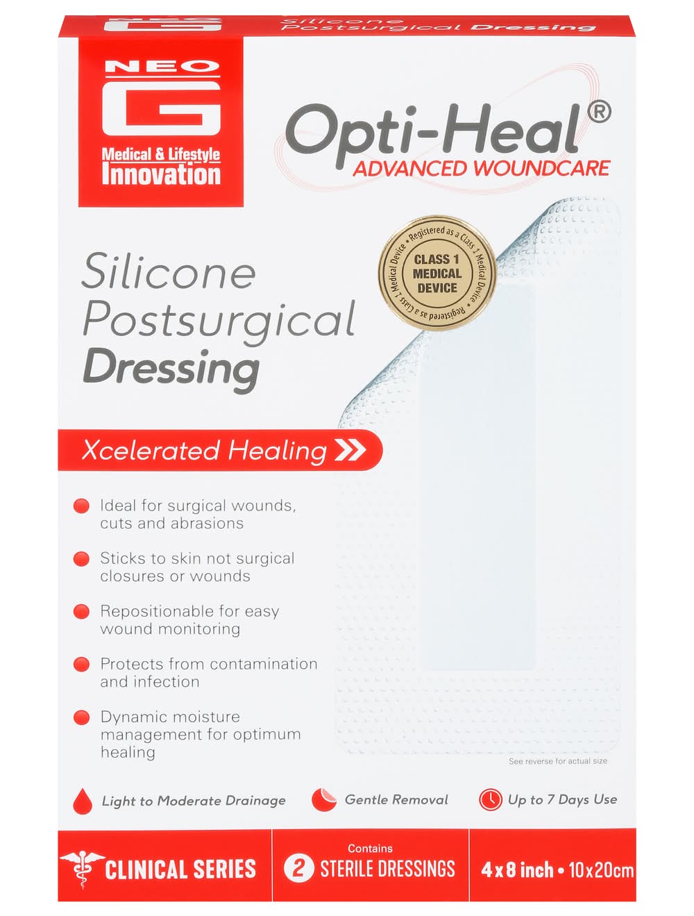 Opti Heal Silicone Postsurgical Clinical Series Sterile Dressings (2 ct)