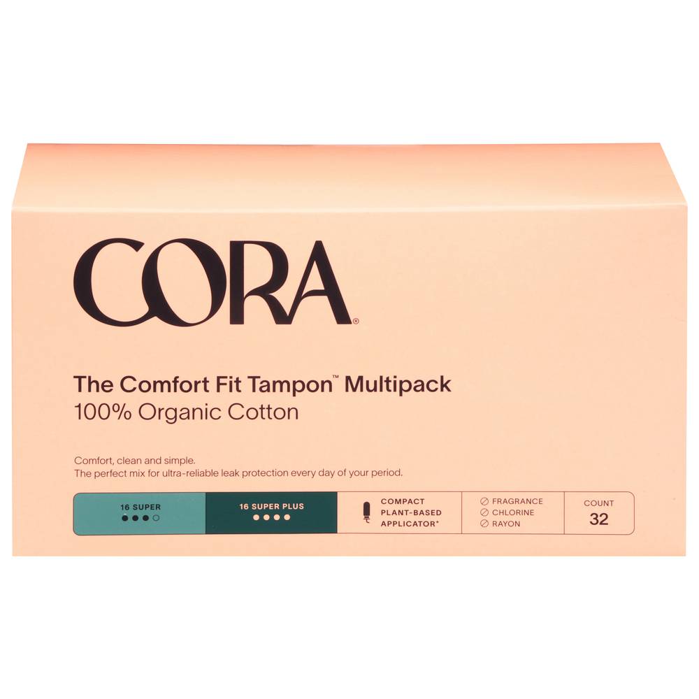 Cora Organic Cotton Tampons Multipack, Female (32 ct)