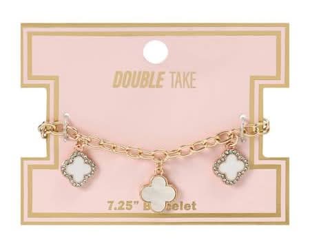 Double Take Clover Bracelet Gold/White Charm
