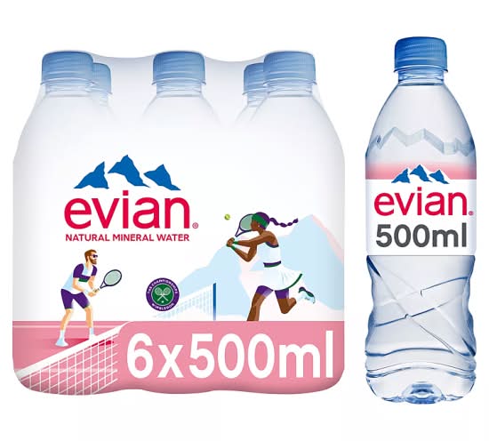 Evian Still Natural Mineral Water (6 x 500ml)
