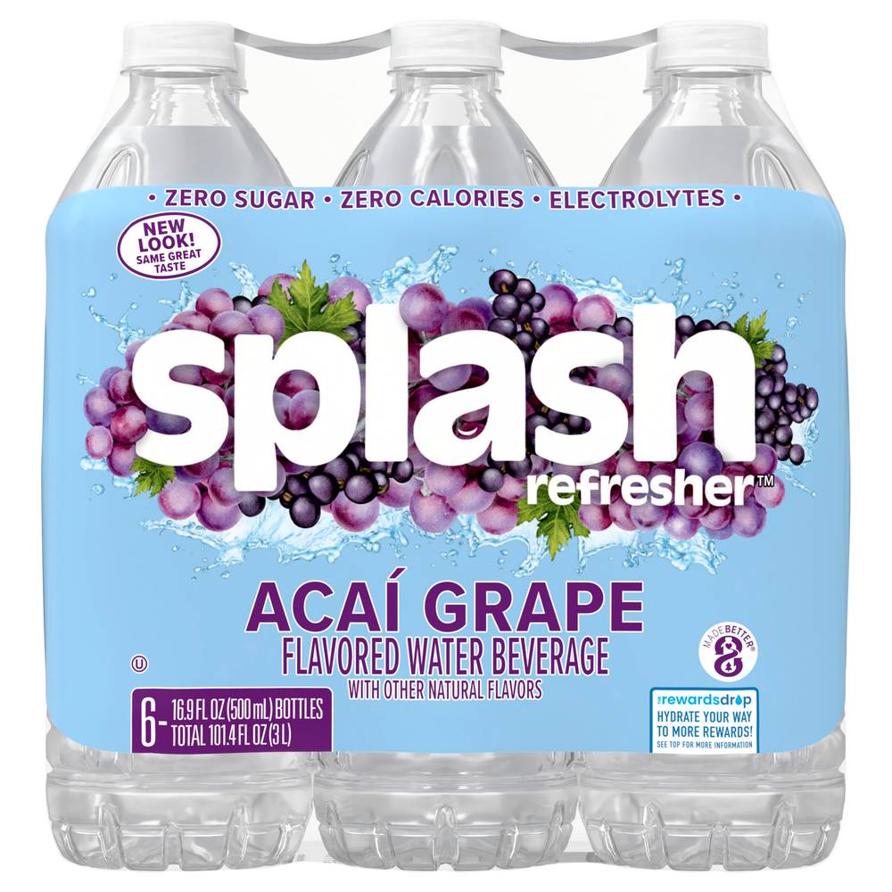 Splash Blast Refresher Water Beverage, Acai Grape (6 x 16.9 fl oz)