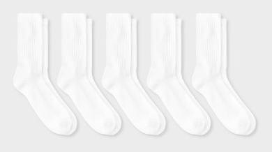 Dealworthy Men's Crew Socks, 6-12, Black (5 ct)