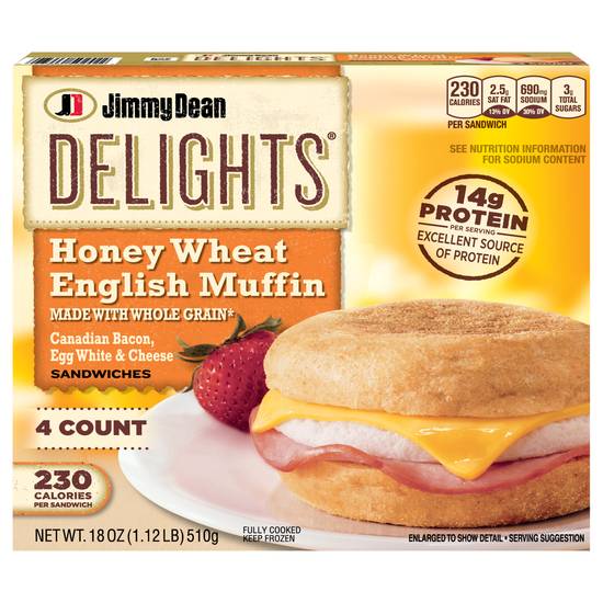Jimmy Dean Delights Honey Wheat English Muffin Sandwiches (4 ct)