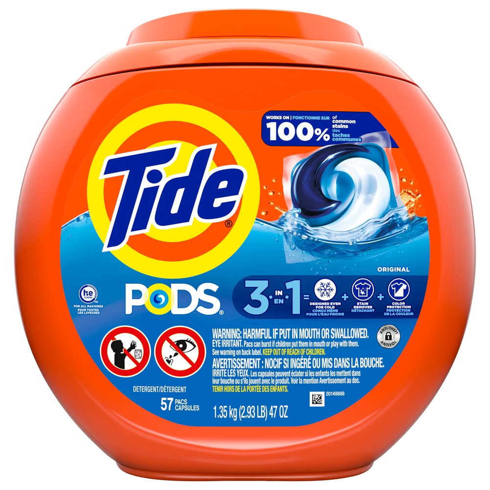 Tide Original Coldwater Clean Detergent Pods (49 oz, 57 ct)