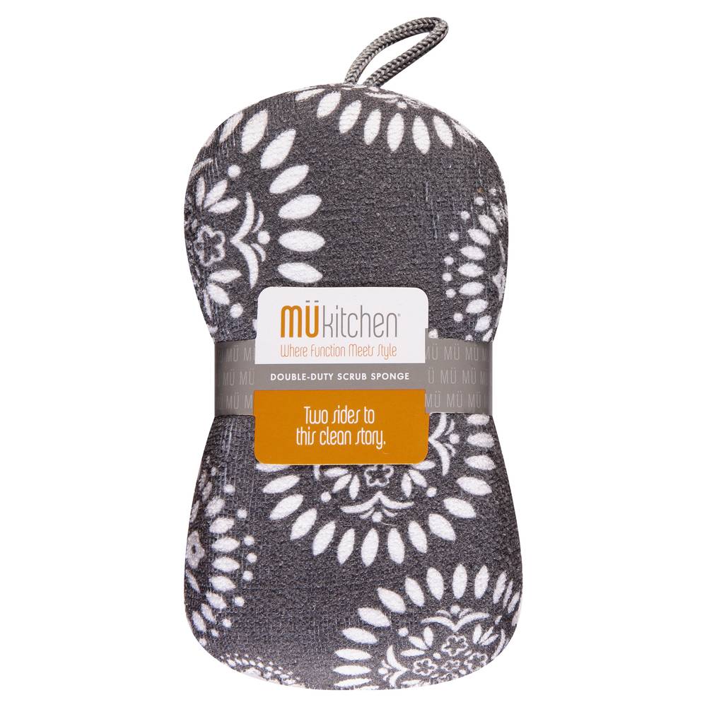 Mukitchen Medallion Gray Double Duty Scrub Sponge (1 sponge)