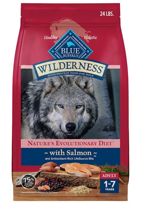 Blue Buffalo Wilderness Natural High-Protein Salmon Recipe Dry Food for Adult Dogs, 24 lbs.