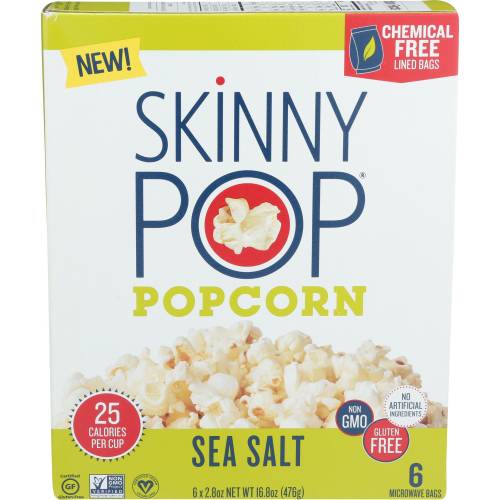 Skinny Pop Sea Salt Microwave Popcorn 6 Pack