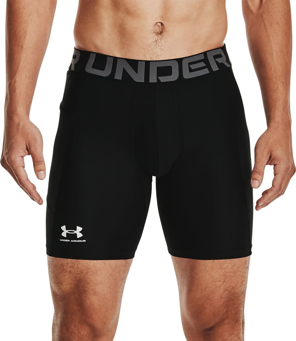 Under Armour Men's HeatGear Compression 6" Shorts (Black/Pitch Gray, L)