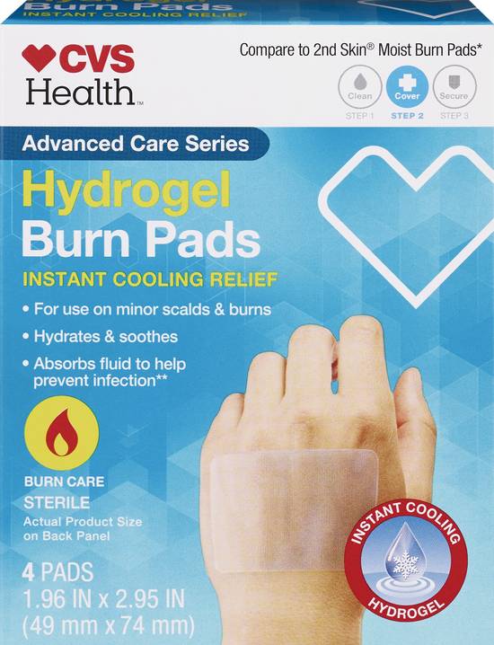 CVS Health Sterile Hydrogel Burn Pads, 1.96 IN x 2.95 IN, 4 CT
