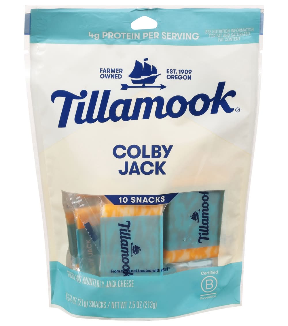 Tillamook Colby and Monterey Jack Cheese Snacks (10 x 0.75 oz)