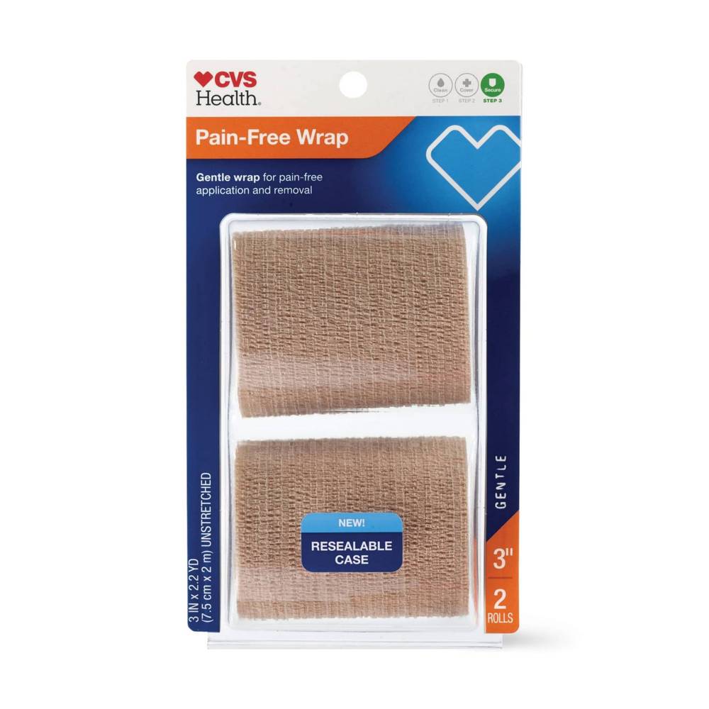 Cvs Health Pain-Free Gentle Wrap, 3", Beige, 2 Ct