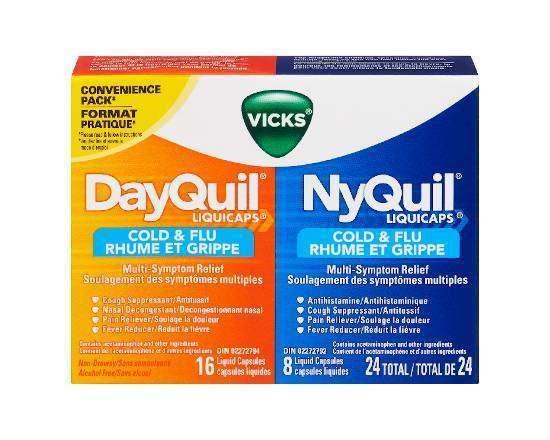 VICKS NYQUIL+DAYQUIL COLD & FLU LIQUICAPS 24 PK