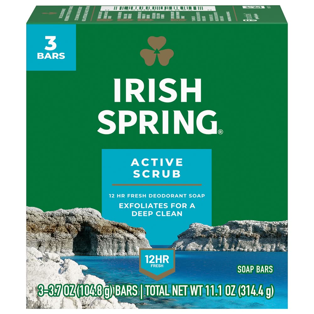 Irish Spring Deep Action Scrub Deodorant Soap (11.1 oz, 3 ct)
