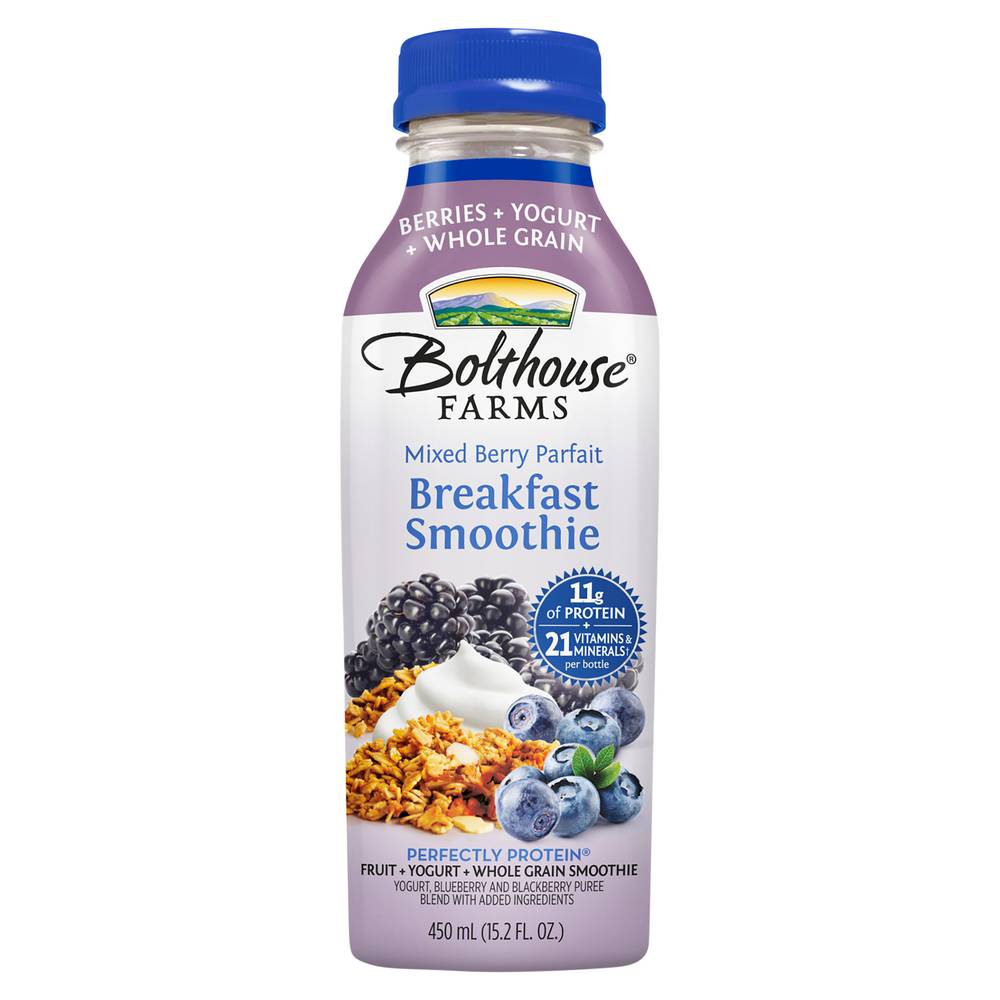 Bolthouse Farms Mixed Berry Parfait Yogurt Whole Grain Breakfast Smoothie (15.2 fl oz)