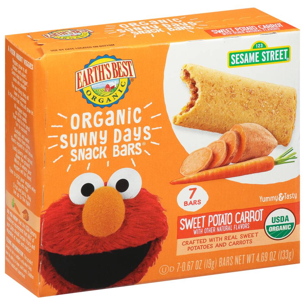 Earth's Best Sunny Day Snack Bars, Sweet - Potato - Carrot (0.67 oz, 7 ct)