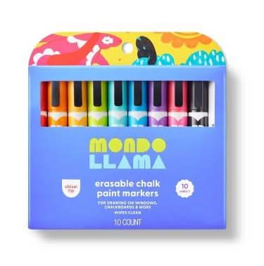 Mondo Llama Erasable Chalk Paint Markers, Assorted (10 ct)