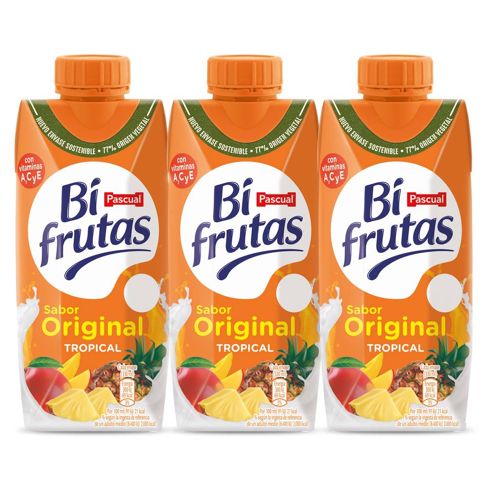 Bebida Con Leche Tropical Pascual Bifrutas Brik 3 X 330 Ml