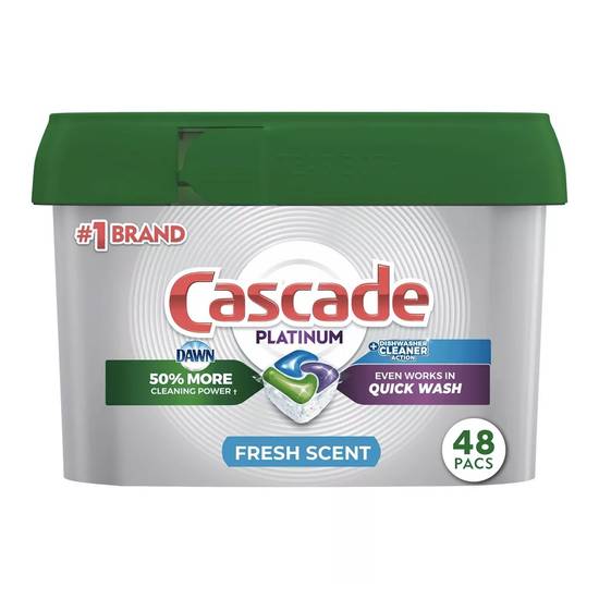 Cascade Platinum Dishwasher Detergent , Fresh Scent, 48 CT