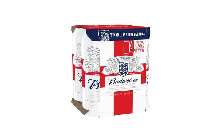 Budweiser Lager 4 x 440ml Cans (529644)