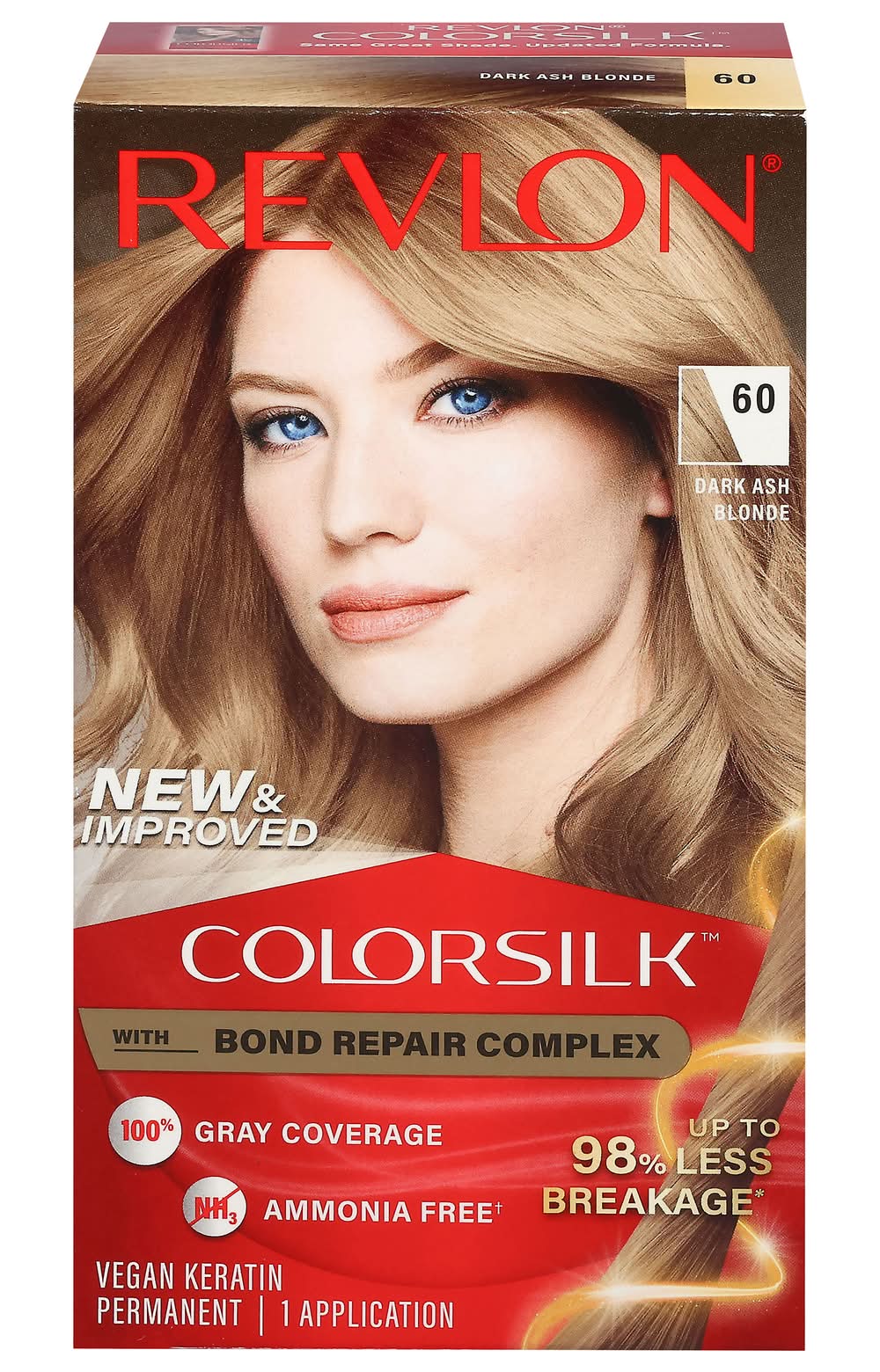 Revlon Colorsilk Beautiful Permanent Hair Color, 60 Dark Ash Blonde (8 oz, 4 ct)
