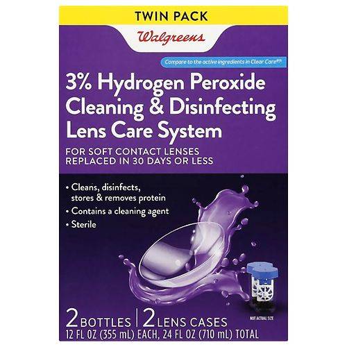 Walgreens Sterile Hydrogen Peroxide Cleaning & Disinfecting Lens Care System - 24.0 oz x 2 pack