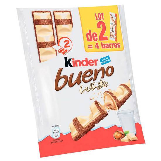 Kinder Bueno white - Biscuits - Au chocolat blanc et noisette 78 g
