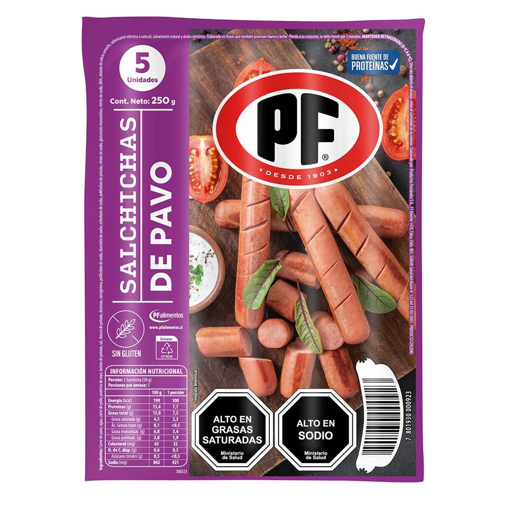 PF · Salchicha de pavo (250 g)