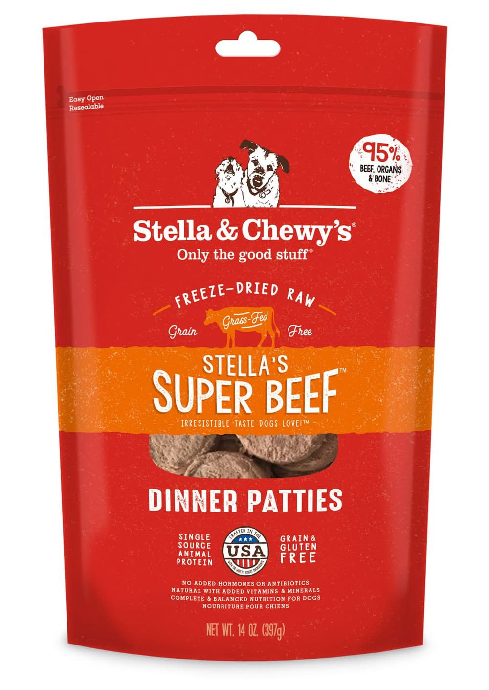 Stella & Chewy's Freeze-Dried Stella's Super Beef Dinner Patties Dog Food, 14 oz