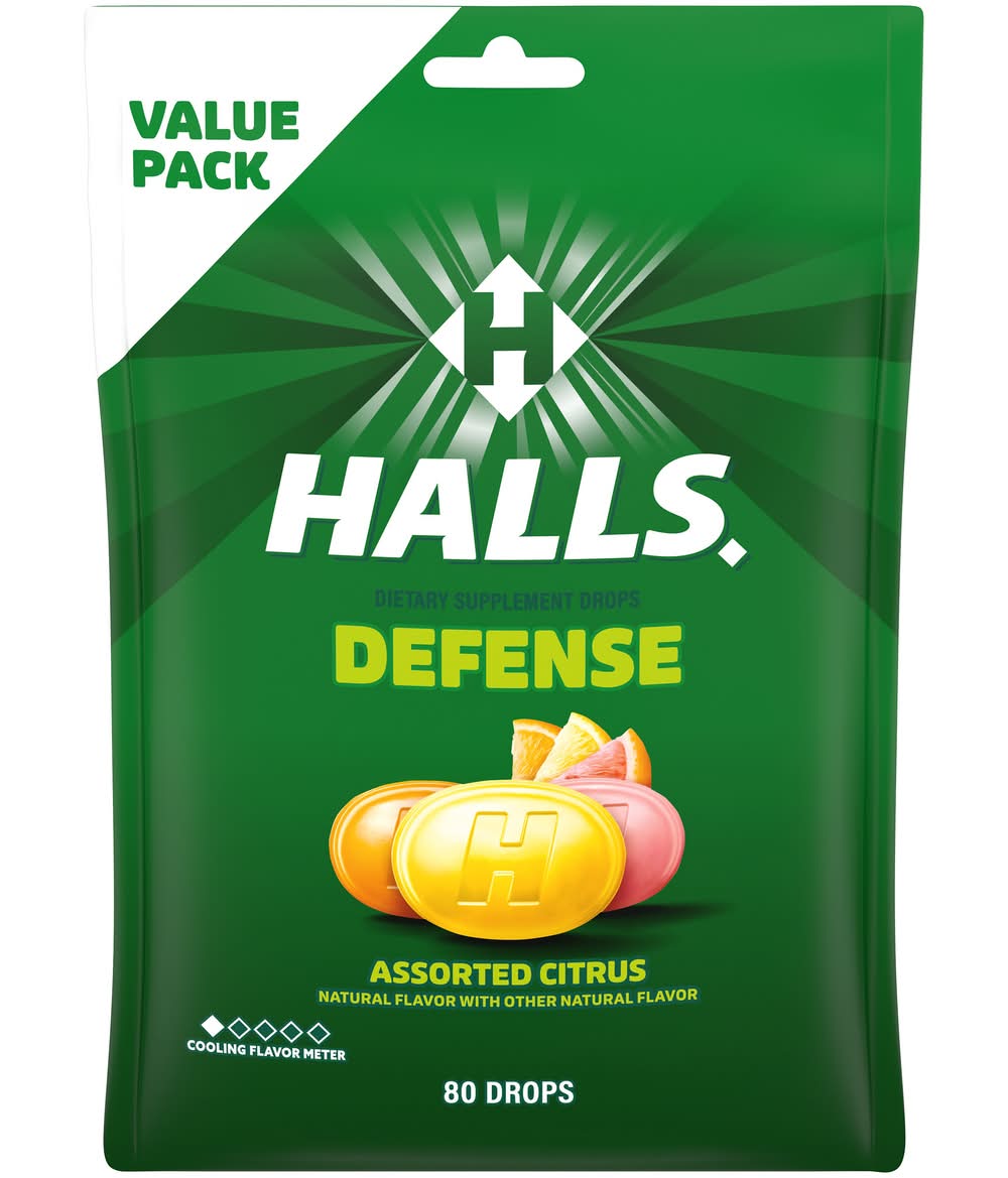 Halls Defense Immune System Vitamin C Drops, Assorted Citrus (8.74 oz, 80 ct)