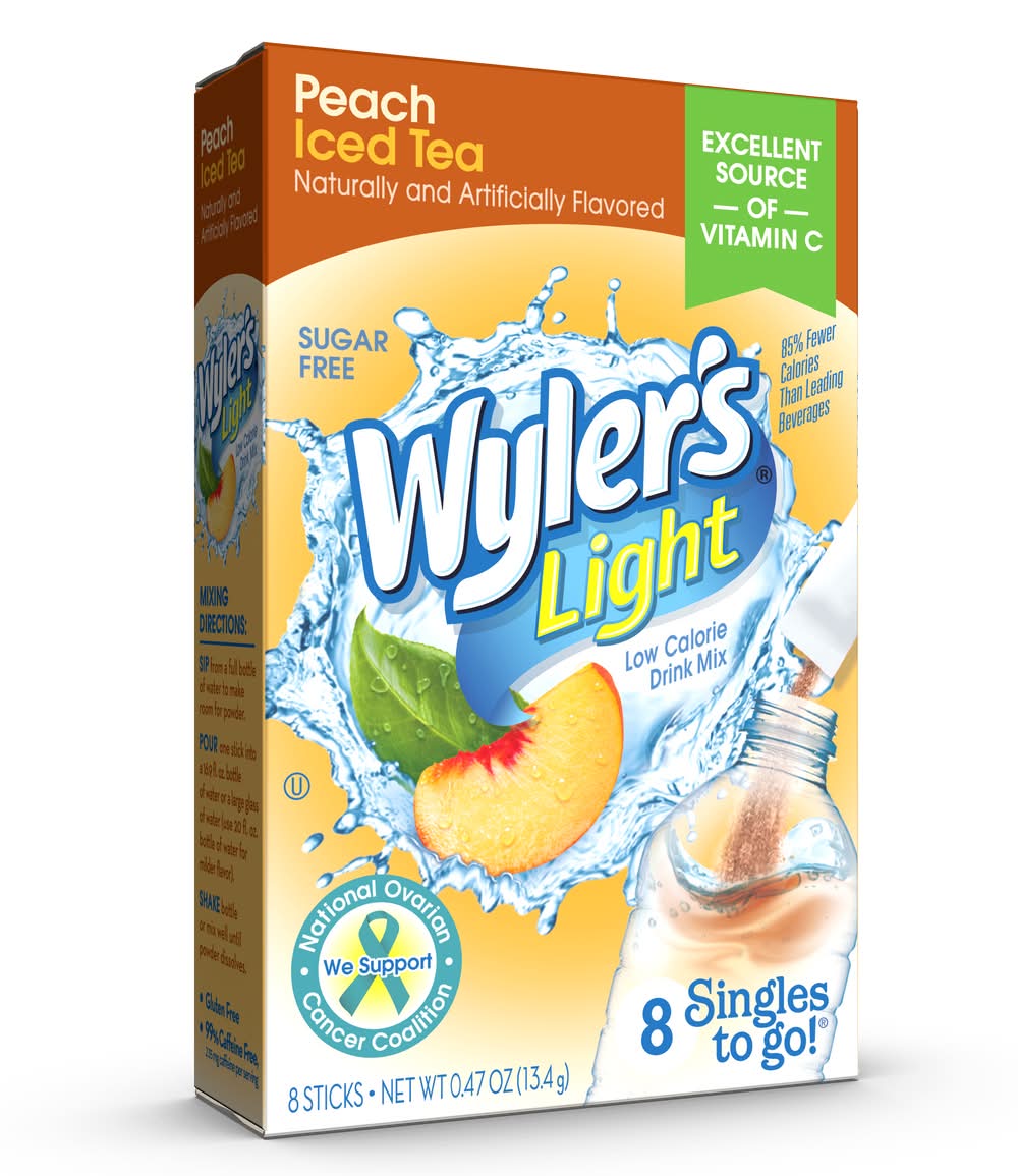 Wyler's Light Sugar Free Iced Tea Drink Mix, Peach (0.47 oz, 8 ct)