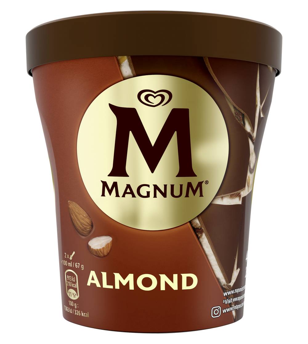 Magnum - Crème glacée avec des éclats et une coque de chocolat au lait, vanille, amande (440ml)