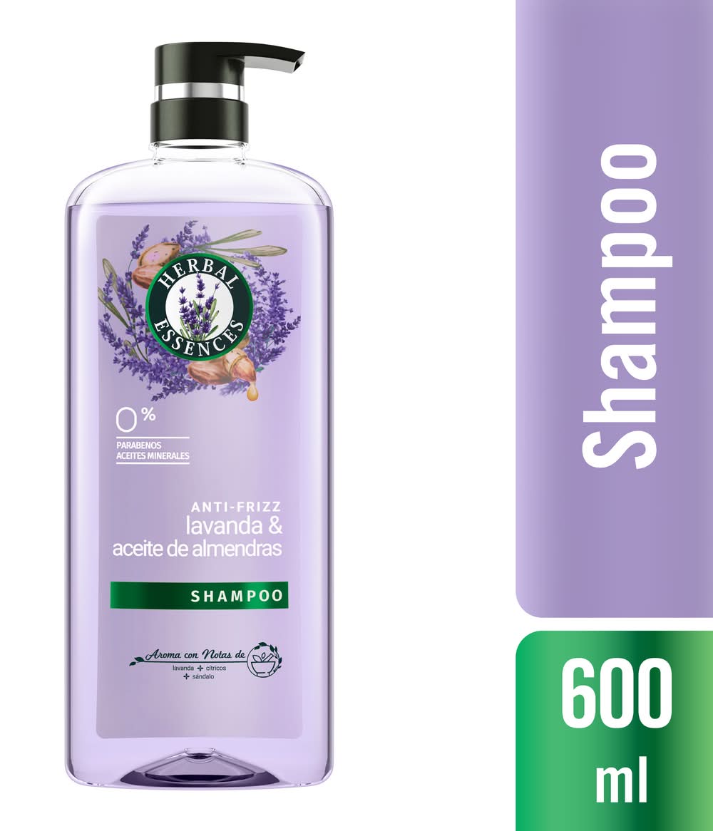 Herbal Essences · Shampoo anti frizz, lavanda-aceite de almendras (600 g)