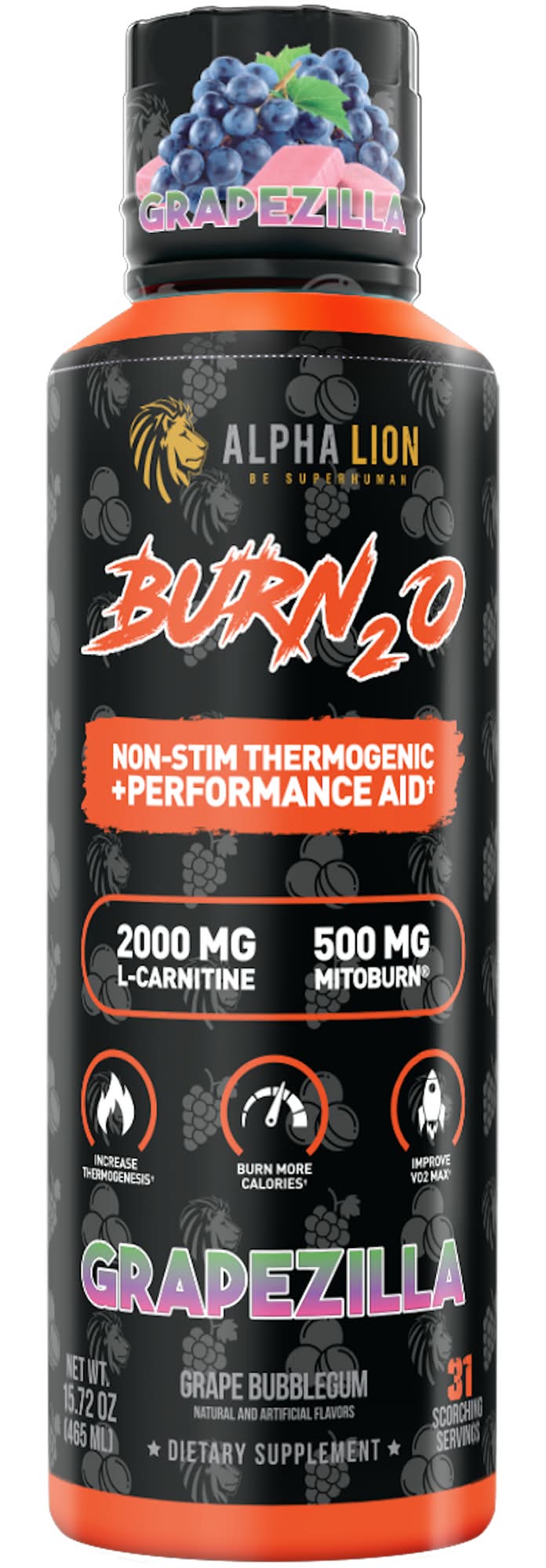 Burn 2 O - Non Stim Thermogenic + Performance Aid - Grapezilla (31 Servings)