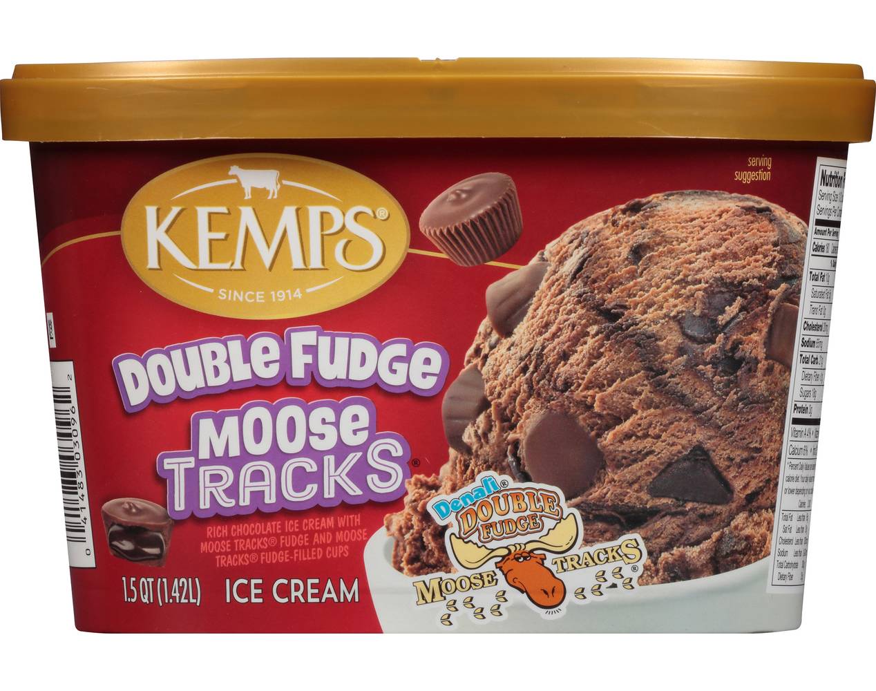 Kemps Ice Cream, Double Fudge Moose Tracks (1.5 qt)