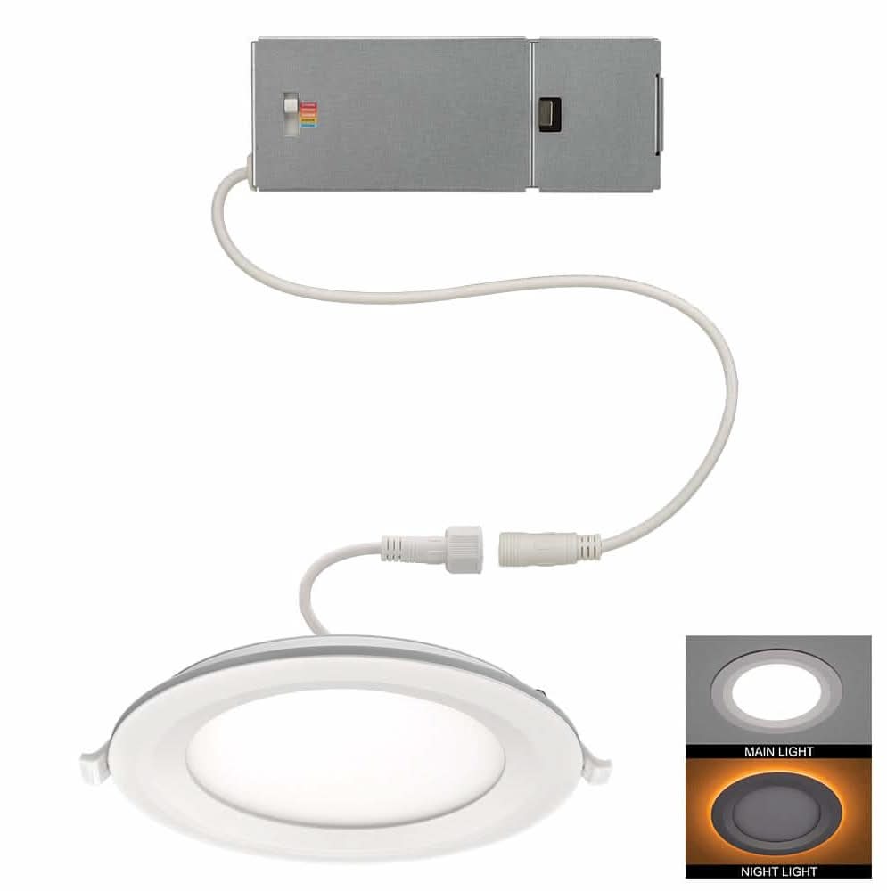 Commercial Electric 6 In. Canless Adjustable Cct Integrated Led Recessed Light Trim With Night Light 900 Lumens New Construction Remodel