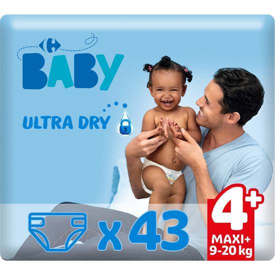 Carrefour Baby - Couches ultra dry maxi+ des 9 à 20 kg (taille 4+)