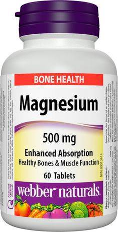 Webber naturals webber naturals magnésium, absorption accrue, 500 mg (60 comprimés) - magnesium enhanced  absorption tablets 500 mg (60 units)