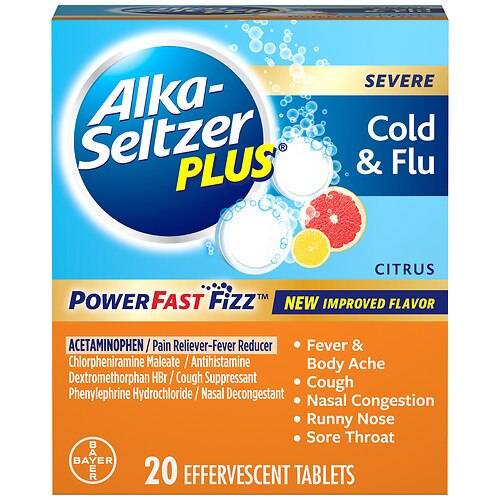 Alka-Seltzer Plus Severe Cold & Flu PowerFast Fizz Citrus Effervescent Tablets Citrus - 20.0 ea