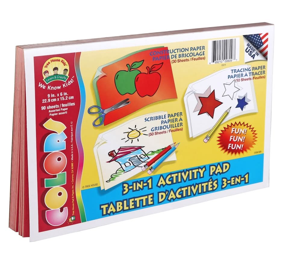 Tree House Kids Learn & Create Colors 3-in-1 Activity Pads 90 Sheets 3+ Years, 9x6 in, Assorted